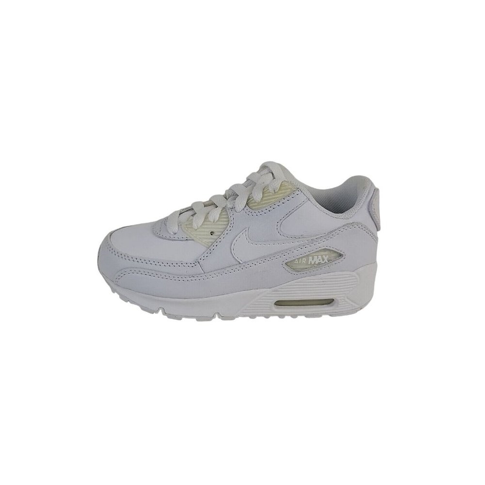 Nike Air Max 90 Pre School 307794 111 Unisex Shoes Leather White Vintage - Picture 2 of 10